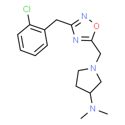 ChemSpider 2D Image | 1-{[3-(2-Chlorobenzyl)-1,2,4-oxadiazol-5-yl]methyl}-N,N-dimethyl-3-pyrrolidinamine | C16H21ClN4O