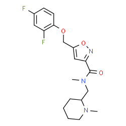 ChemSpider 2D Image | 5-[(2,4-Difluorophenoxy)methyl]-N-methyl-N-[(1-methyl-2-piperidinyl)methyl]-1,2-oxazole-3-carboxamide | C19H23F2N3O3
