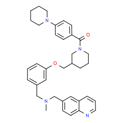 ChemSpider 2D Image | {3-[(3-{[Methyl(6-quinolinylmethyl)amino]methyl}phenoxy)methyl]-1-piperidinyl}[4-(1-piperidinyl)phenyl]methanone | C36H42N4O2