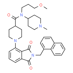 ChemSpider 2D Image | N-(3-Methoxypropyl)-N-(1-methyl-4-piperidinyl)-1-[2-(1-naphthylmethyl)-1,3-dioxo-2,3-dihydro-1H-isoindol-4-yl]-4-piperidinecarboxamide | C35H42N4O4