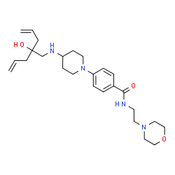 ChemSpider 2D Image | 4-{4-[(2-Allyl-2-hydroxy-4-penten-1-yl)amino]-1-piperidinyl}-N-[2-(4-morpholinyl)ethyl]benzamide | C26H40N4O3