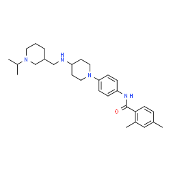 ChemSpider 2D Image | N-[4-(4-{[(1-Isopropyl-3-piperidinyl)methyl]amino}-1-piperidinyl)phenyl]-2,4-dimethylbenzamide | C29H42N4O