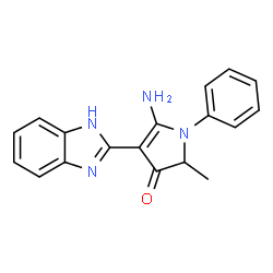 ChemSpider 2D Image | 5-Amino-4-(1H-benzimidazol-2-yl)-2-methyl-1-phenyl-1,2-dihydro-3H-pyrrol-3-one | C18H16N4O