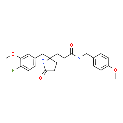 ChemSpider 2D Image | 3-[2-(4-Fluoro-3-methoxybenzyl)-5-oxo-2-pyrrolidinyl]-N-(4-methoxybenzyl)propanamide | C23H27FN2O4