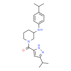 ChemSpider 2D Image | {3-[(4-Isopropylphenyl)amino]-1-piperidinyl}(3-isopropyl-1H-pyrazol-5-yl)methanone | C21H30N4O