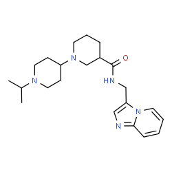 ChemSpider 2D Image | N-(Imidazo[1,2-a]pyridin-3-ylmethyl)-1'-isopropyl-1,4'-bipiperidine-3-carboxamide | C22H33N5O