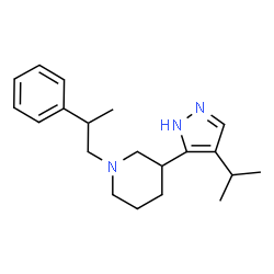 ChemSpider 2D Image | 3-(4-Isopropyl-1H-pyrazol-5-yl)-1-(2-phenylpropyl)piperidine | C20H29N3