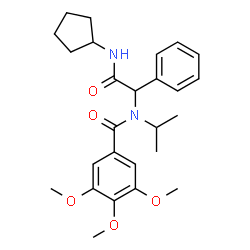 ChemSpider 2D Image | N-[2-(Cyclopentylamino)-2-oxo-1-phenylethyl]-N-isopropyl-3,4,5-trimethoxybenzamide | C26H34N2O5