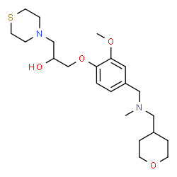 ChemSpider 2D Image | 1-(2-Methoxy-4-{[methyl(tetrahydro-2H-pyran-4-ylmethyl)amino]methyl}phenoxy)-3-(4-thiomorpholinyl)-2-propanol | C22H36N2O4S