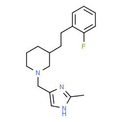 ChemSpider 2D Image | 3-[2-(2-Fluorophenyl)ethyl]-1-[(2-methyl-1H-imidazol-4-yl)methyl]piperidine | C18H24FN3