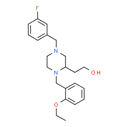ChemSpider 2D Image | 2-[1-(2-Ethoxybenzyl)-4-(3-fluorobenzyl)-2-piperazinyl]ethanol | C22H29FN2O2