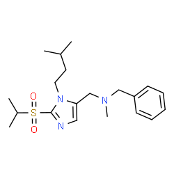 ChemSpider 2D Image | N-Benzyl-1-[2-(isopropylsulfonyl)-1-(3-methylbutyl)-1H-imidazol-5-yl]-N-methylmethanamine | C20H31N3O2S