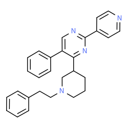 ChemSpider 2D Image | 5-Phenyl-4-[1-(2-phenylethyl)-3-piperidinyl]-2-(4-pyridinyl)pyrimidine | C28H28N4