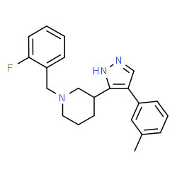 ChemSpider 2D Image | 1-(2-Fluorobenzyl)-3-[4-(3-methylphenyl)-1H-pyrazol-5-yl]piperidine | C22H24FN3