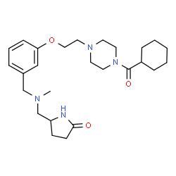 ChemSpider 2D Image | 5-{[(3-{2-[4-(Cyclohexylcarbonyl)-1-piperazinyl]ethoxy}benzyl)(methyl)amino]methyl}-2-pyrrolidinone | C26H40N4O3
