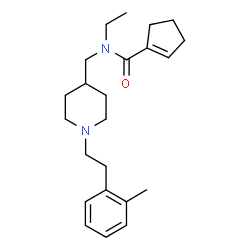 ChemSpider 2D Image | N-Ethyl-N-({1-[2-(2-methylphenyl)ethyl]-4-piperidinyl}methyl)-1-cyclopentene-1-carboxamide | C23H34N2O