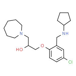 ChemSpider 2D Image | 1-(1-Azepanyl)-3-{4-chloro-2-[(cyclopentylamino)methyl]phenoxy}-2-propanol | C21H33ClN2O2