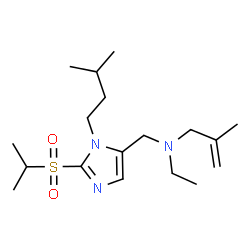 ChemSpider 2D Image | N-Ethyl-N-{[2-(isopropylsulfonyl)-1-(3-methylbutyl)-1H-imidazol-5-yl]methyl}-2-methyl-2-propen-1-amine | C18H33N3O2S
