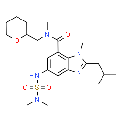 ChemSpider 2D Image | 5-[(Dimethylsulfamoyl)amino]-2-isobutyl-N,1-dimethyl-N-(tetrahydro-2H-pyran-2-ylmethyl)-1H-benzimidazole-7-carboxamide | C22H35N5O4S