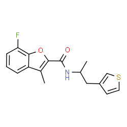 ChemSpider 2D Image | 7-Fluoro-3-methyl-N-[1-(3-thienyl)-2-propanyl]-1-benzofuran-2-carboxamide | C17H16FNO2S