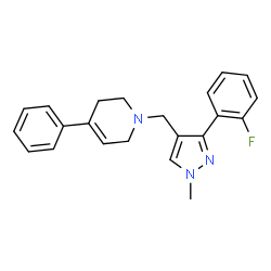ChemSpider 2D Image | 1-{[3-(2-Fluorophenyl)-1-methyl-1H-pyrazol-4-yl]methyl}-4-phenyl-1,2,3,6-tetrahydropyridine | C22H22FN3