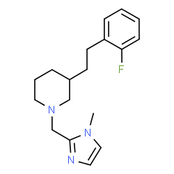 ChemSpider 2D Image | 3-[2-(2-Fluorophenyl)ethyl]-1-[(1-methyl-1H-imidazol-2-yl)methyl]piperidine | C18H24FN3