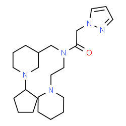 ChemSpider 2D Image | N-[(1-Cyclopentyl-3-piperidinyl)methyl]-N-[2-(1-piperidinyl)ethyl]-2-(1H-pyrazol-1-yl)acetamide | C23H39N5O