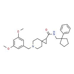 ChemSpider 2D Image | 6-(3,5-Dimethoxybenzyl)-N-[(1-phenylcyclopentyl)methyl]-6-azaspiro[2.5]octane-1-carboxamide | C29H38N2O3