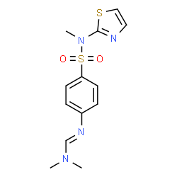 ChemSpider 2D Image | 4-{(E)-[(Dimethylamino)methylene]amino}-N-methyl-N-(1,3-thiazol-2-yl)benzenesulfonamide | C13H16N4O2S2