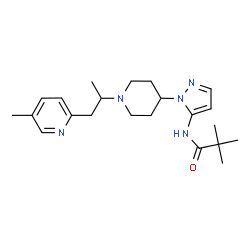 ChemSpider 2D Image | 2,2-Dimethyl-N-(1-{1-[1-(5-methyl-2-pyridinyl)-2-propanyl]-4-piperidinyl}-1H-pyrazol-5-yl)propanamide | C22H33N5O