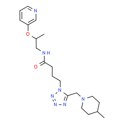 ChemSpider 2D Image | 4-{5-[(4-Methyl-1-piperidinyl)methyl]-1H-tetrazol-1-yl}-N-[2-(3-pyridinyloxy)propyl]butanamide | C20H31N7O2