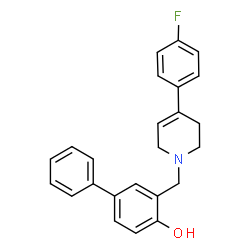 ChemSpider 2D Image | 3-{[4-(4-Fluorophenyl)-3,6-dihydro-1(2H)-pyridinyl]methyl}-4-biphenylol | C24H22FNO