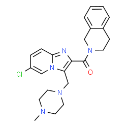 ChemSpider 2D Image | {6-Chloro-3-[(4-methyl-1-piperazinyl)methyl]imidazo[1,2-a]pyridin-2-yl}(3,4-dihydro-2(1H)-isoquinolinyl)methanone | C23H26ClN5O