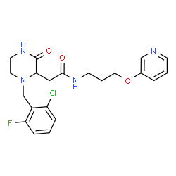 ChemSpider 2D Image | 2-[1-(2-Chloro-6-fluorobenzyl)-3-oxo-2-piperazinyl]-N-[3-(3-pyridinyloxy)propyl]acetamide | C21H24ClFN4O3