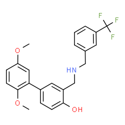 ChemSpider 2D Image | 2',5'-Dimethoxy-3-({[3-(trifluoromethyl)benzyl]amino}methyl)-4-biphenylol | C23H22F3NO3