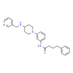 ChemSpider 2D Image | 4-Phenyl-N-(3-{4-[(3-pyridinylmethyl)amino]-1-piperidinyl}phenyl)butanamide | C27H32N4O