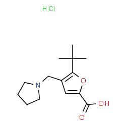 ChemSpider 2D Image | 5-TERT-BUTYL-4-(PYRROLIDIN-1-YLMETHYL)FURAN-2-CARBOXYLIC ACID HYDROCHLORIDE | C14H22ClNO3