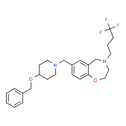 ChemSpider 2D Image | 7-{[4-(Benzyloxy)-1-piperidinyl]methyl}-4-(4,4,4-trifluorobutyl)-2,3,4,5-tetrahydro-1,4-benzoxazepine | C26H33F3N2O2