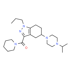 ChemSpider 2D Image | [5-(4-Isopropyl-1-piperazinyl)-1-propyl-4,5,6,7-tetrahydro-1H-indazol-3-yl](1-piperidinyl)methanone | C23H39N5O