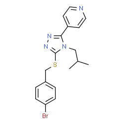 ChemSpider 2D Image | 4-{5-[(4-Bromobenzyl)sulfanyl]-4-isobutyl-4H-1,2,4-triazol-3-yl}pyridine | C18H19BrN4S
