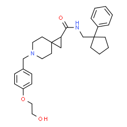 ChemSpider 2D Image | 6-[4-(2-Hydroxyethoxy)benzyl]-N-[(1-phenylcyclopentyl)methyl]-6-azaspiro[2.5]octane-1-carboxamide | C29H38N2O3