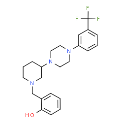 ChemSpider 2D Image | 2-[(3-{4-[3-(Trifluoromethyl)phenyl]-1-piperazinyl}-1-piperidinyl)methyl]phenol | C23H28F3N3O