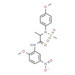ChemSpider 2D Image | N-(2-Methoxy-5-nitrophenyl)-N~2~-(4-methoxyphenyl)-N~2~-(methylsulfonyl)alaninamide | C18H21N3O7S