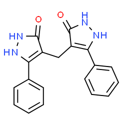 ChemSpider 2D Image | 4,4'-Methylenebis(5-phenyl-1,2-dihydro-3H-pyrazol-3-one) | C19H16N4O2