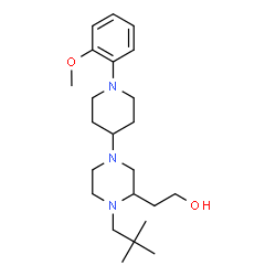 ChemSpider 2D Image | 2-{1-(2,2-Dimethylpropyl)-4-[1-(2-methoxyphenyl)-4-piperidinyl]-2-piperazinyl}ethanol | C23H39N3O2