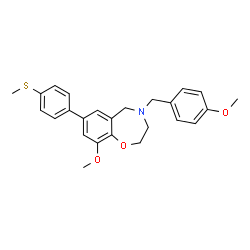 ChemSpider 2D Image | 9-Methoxy-4-(4-methoxybenzyl)-7-[4-(methylsulfanyl)phenyl]-2,3,4,5-tetrahydro-1,4-benzoxazepine | C25H27NO3S