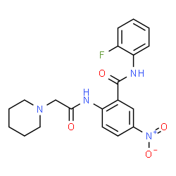 ChemSpider 2D Image | N-(2-Fluorophenyl)-5-nitro-2-[(1-piperidinylacetyl)amino]benzamide | C20H21FN4O4