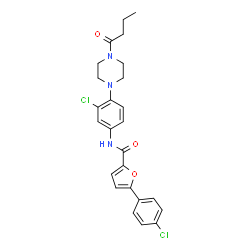 ChemSpider 2D Image | N-[4-(4-Butyryl-1-piperazinyl)-3-chlorophenyl]-5-(4-chlorophenyl)-2-furamide | C25H25Cl2N3O3