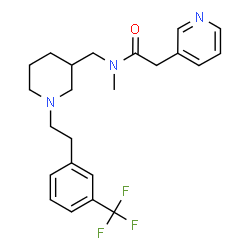 ChemSpider 2D Image | N-Methyl-2-(3-pyridinyl)-N-[(1-{2-[3-(trifluoromethyl)phenyl]ethyl}-3-piperidinyl)methyl]acetamide | C23H28F3N3O