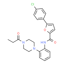 ChemSpider 2D Image | 5-(4-Chlorophenyl)-N-[2-(4-propionyl-1-piperazinyl)phenyl]-2-furamide | C24H24ClN3O3
